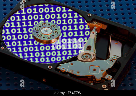 Computer hard disk drive HDD data on a platter Stock Photo
