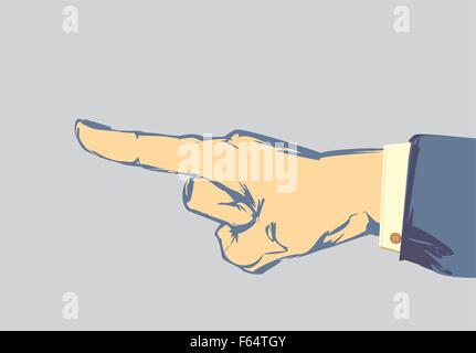 Sketched hand and finger pointing with suit jacket and shirt sleeve Stock Vector