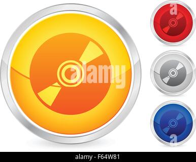 CD buttons set on a white background. Vector illustration. Stock Vector