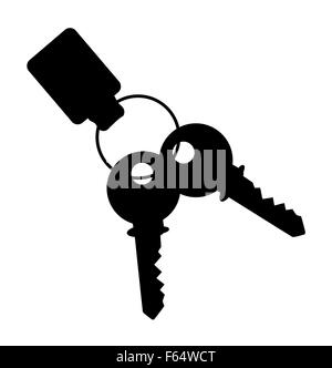 Two house keys with ring and fob isolated on a white background Stock Photo