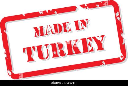 Red rubber stamp vector of Made In Turkey Stock Vector