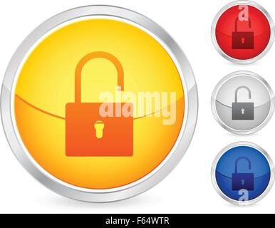padlock open buttons set on a white background. Vector illustration. Stock Vector