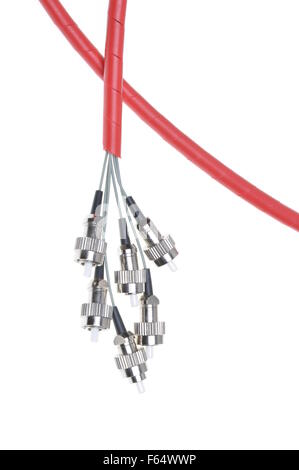 Telecommunication fiber optical patch cords fc isolated on white background Stock Photo