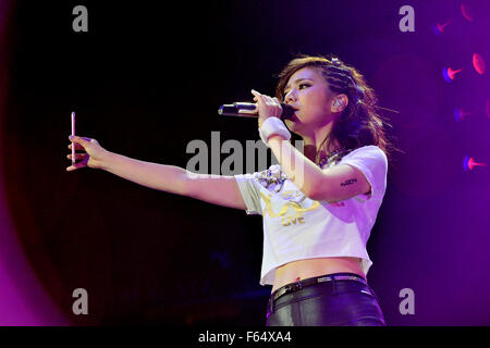 Toronto, Canada, 11th November 2015. Chinse singer Gloria Tang Tsz-kei, better known as G.E.M. performs at the Air Canada Centre during her  X.X.X. Live Tour. Credit:  EXImages/Alamy Live News Stock Photo