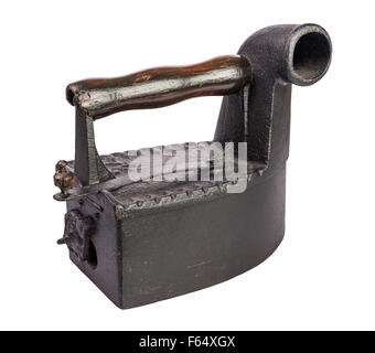 Retro charcoal iron isolated on white background Stock Photo