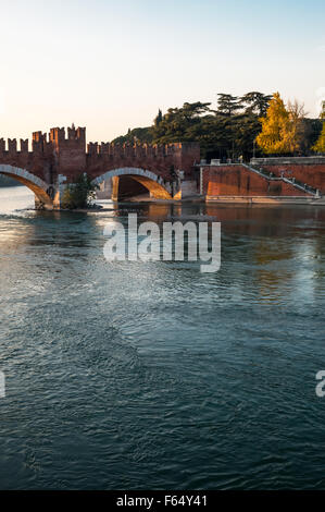 Verona bridge and Adige river view Stock Photo - Alamy