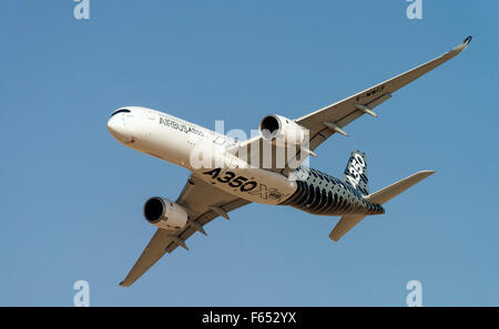Airbus A350 XWB on display at Dubai Airshow in November 2015 Dubai United Arab Emirates Stock Photo