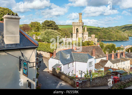 Scenic view over the old town of Fowey, Cornwall, England, UK Stock Photo