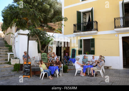 La Savina, charming pub in old town Dalt Vila, Ibiza Spain Stock Photo