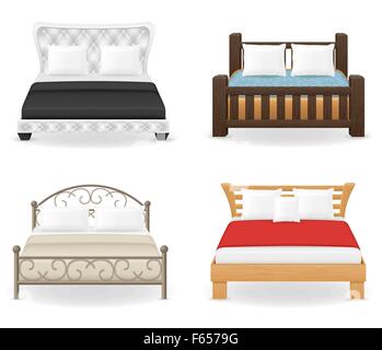 set icons furniture double bed vector illustration isolated on white background Stock Vector