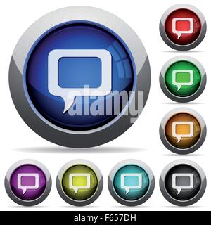 Set of round glossy comment buttons. Arranged layer structure. Stock Vector