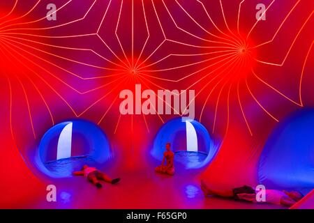 Visitors in the Luminarium, a walk-in air and light sculpture at the Sziget Festival, Budapest, Hungary Stock Photo