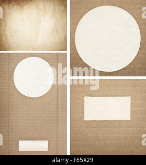 Brown striped cardboard paper texture with copy space Stock Photo