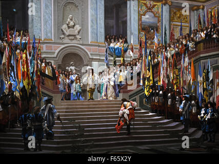 Réception du Grand Condé par Louis XIV (Versailles, -  Receiving the Great Condé by Louis XIV (Versailles, 1674) 1878 Gérôme, Jean Léon 1824 - 1904 France French Stock Photo