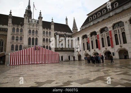 London, UK. 12th November, 2015. Preparations get underway at Guildhall for The Lord Mayor's Show in Londo Credit: Keith Larby/Alamy Live News Stock Photo
