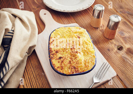 Traditional british handmade cottage pie in a country style Stock Photo