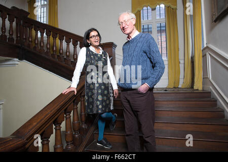 Wasfi Kani and Bamber Gascoigne at West Horsley Place, which is to be the new home of Grange Park Opera, Surrey, England, UK Stock Photo