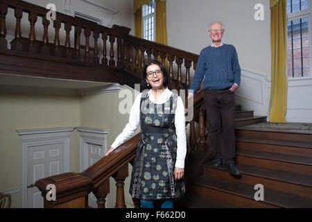 Wasfi Kani and Bamber Gascoigne at West Horsley Place, which is to be the new home of Grange Park Opera, Surrey, England, UK Stock Photo