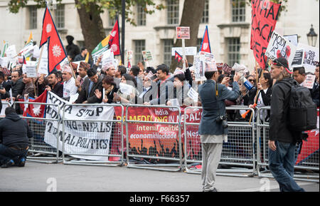 Protesters against the visit of Indian Prime Minister to the UK were held outside Downing Street, London, where PM Modi was visiting David Cameron, UK Prime Minister Credit Ian Davidson/Alamy Live News Stock Photo