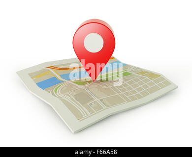 Red map pointer 3d pin. Location symbol made with red round pipe 3D ...