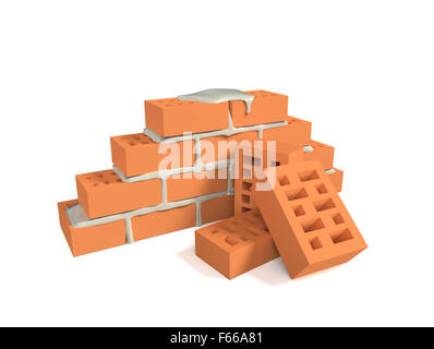Stack of red bricks Stock Photo