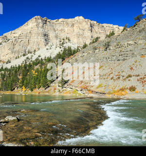 rapids on the sun river in canyon below gibson reservoir along the rocky mountain front near augusta, montana Stock Photo