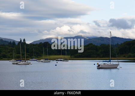 A View Across Lake Windermere in the Lake District National Park. Stock Photo