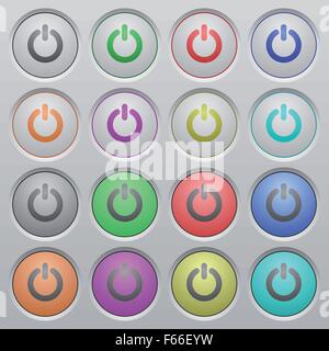 Set of power-off plastic sunk spherical buttons on light gray background. 16 variations included. Well-organized layer, color sw Stock Vector