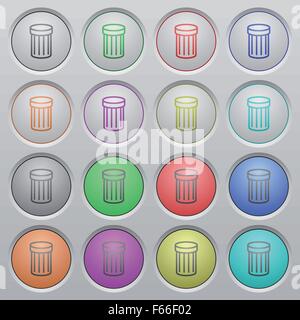 Set of trash plastic sunk spherical buttons on light gray background. 16 variations included. Well-organized layer, color swatch Stock Vector