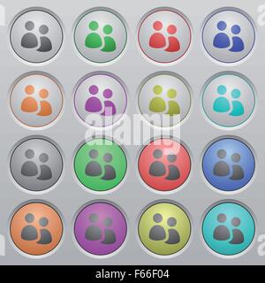 Set of user group plastic sunk spherical buttons on light gray background. 16 variations included. Well-organized layer, color s Stock Vector