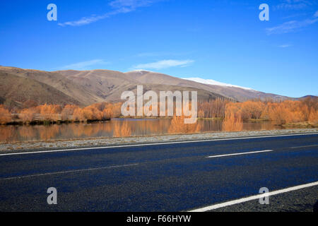 South Island road trip photo. Central Otago and Canterbury, New Zealand Stock Photo