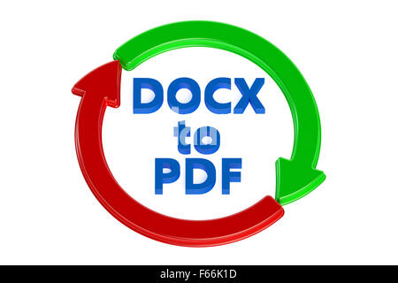 converting docx to pdf concept isolated on white background Stock Photo