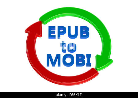 converting epub to mobi concept isolated on white background Stock Photo