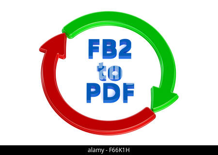 converting fb2 to pdf concept isolated on white background Stock Photo