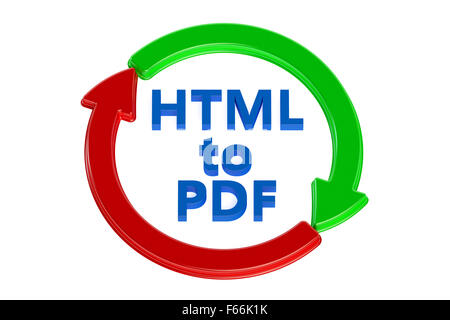 converting html to pdf concept isolated on white background Stock Photo