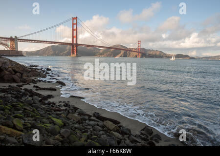 Golden Gate Bridge from Fort Point in San Francisco Stock Photo