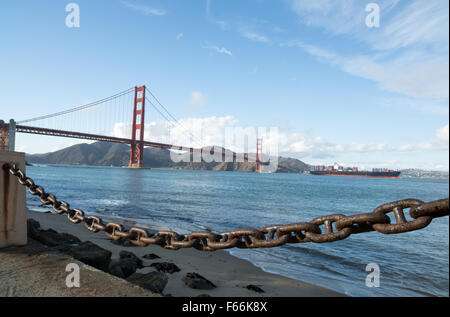 Golden Gate Bridge from Fort Point in San Francisco Stock Photo
