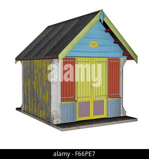Beach hut isolated in white background - 3D render Stock Photo