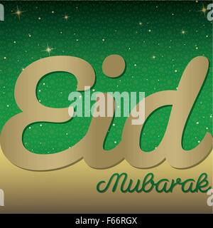 Elegant Typographic 'Eid Mubarak' (Blessed Eid) Card In Vector Format. Stock Vector