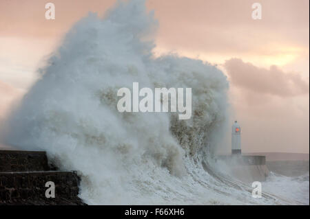 Porthcawl, Bridgend, Wales, UK. 13th November, 2015. People battle ...