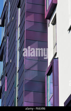 Building with purple metal cladding on outside in Plymouth, Devon, England Stock Photo