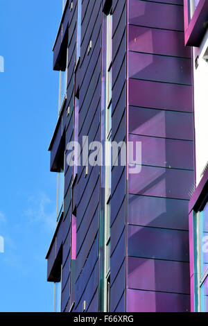 Building with purple metal cladding on outside in Plymouth, Devon, England Stock Photo