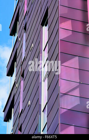 Building with purple metal cladding on outside in Plymouth, Devon, England Stock Photo