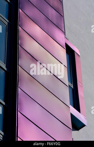 Building with purple metal cladding on outside in Plymouth, Devon, England Stock Photo