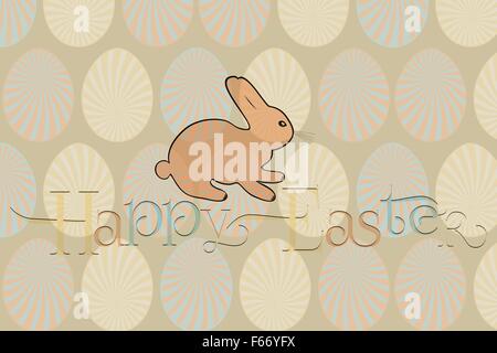 Happy Easter card with bunny - vector illustration in retro design Stock Vector
