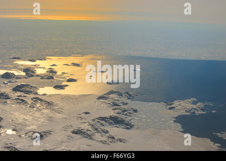 Sunset over the Greenland in spring time Stock Photo