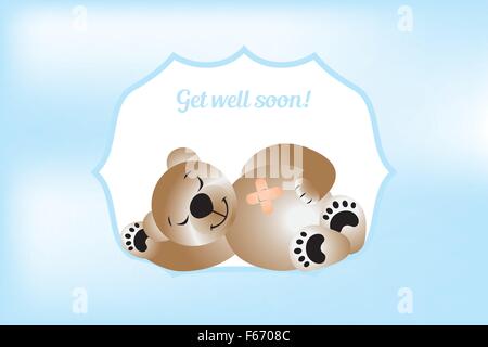 Get will soon card with bear - vector illustration Stock Vector