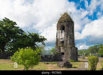 Cagsawa Ruins are the remnants of an 18th century Franciscan church, built in 1724 and destroyed by the 1814 eruption of the May Stock Photo