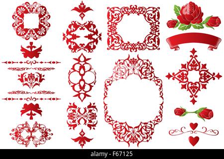 Big set of hand drawn vintage frames, dividers and objects for designers (available as fully editable vector illustration) Stock Vector