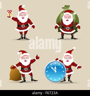 Santa Claus set. Illustration in cartoon style. Stock Vector